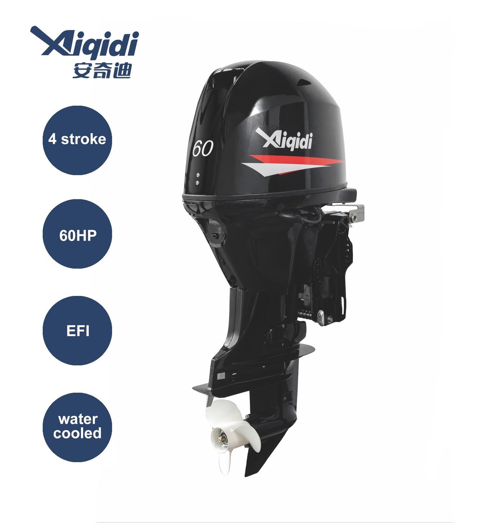 Front/Rear Operation AIQIDI 60HP Outboard Engine Tiller Handle/Steering Wheel Outboards for Sailboat