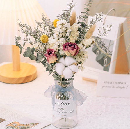 Small Dried Flowers Arrangement Bouquet Bud Vase Bottles flowers for Wedding decoration