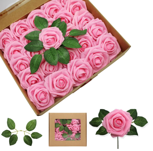 Pack of 25 Rose Head PE Foam Flower Wedding Valentine's Day Christmas Decor Flowers For Decoration Wedding Artificial