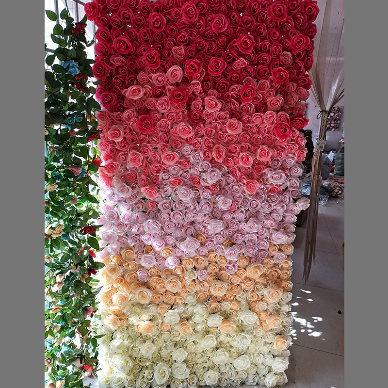 8*8ft Flower Wall Rose Artificial Flower Wall Decor Flower Panel for Home Party Wedding Baby Shower Customized 3D Plant Backdrop