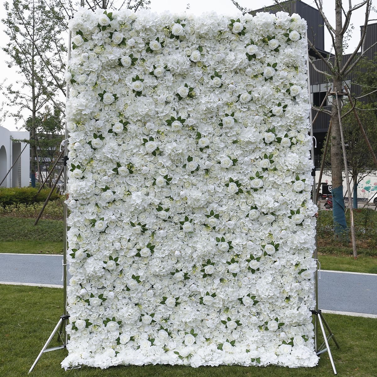 Custom 3D Roll Up  Flower Wall Backdrop White Flower Panel  For Wedding Decoration