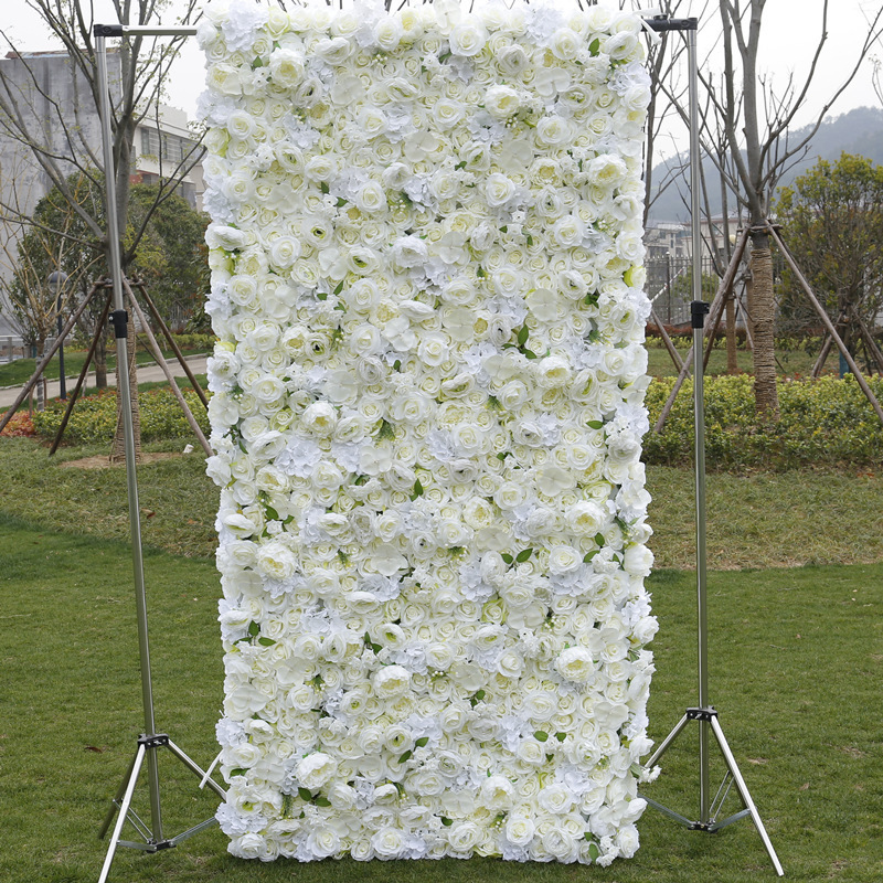 Custom 3D Roll Up  Flower Wall Backdrop White Flower Panel  For Wedding Decoration