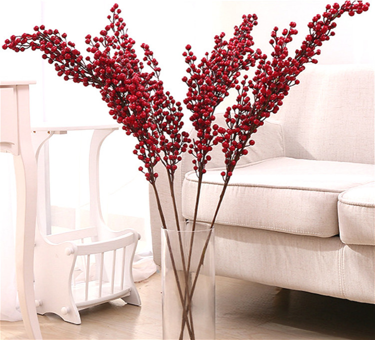 Hot sale Christmas artificial tree branch decorative foam red Berry Branch for home decoration