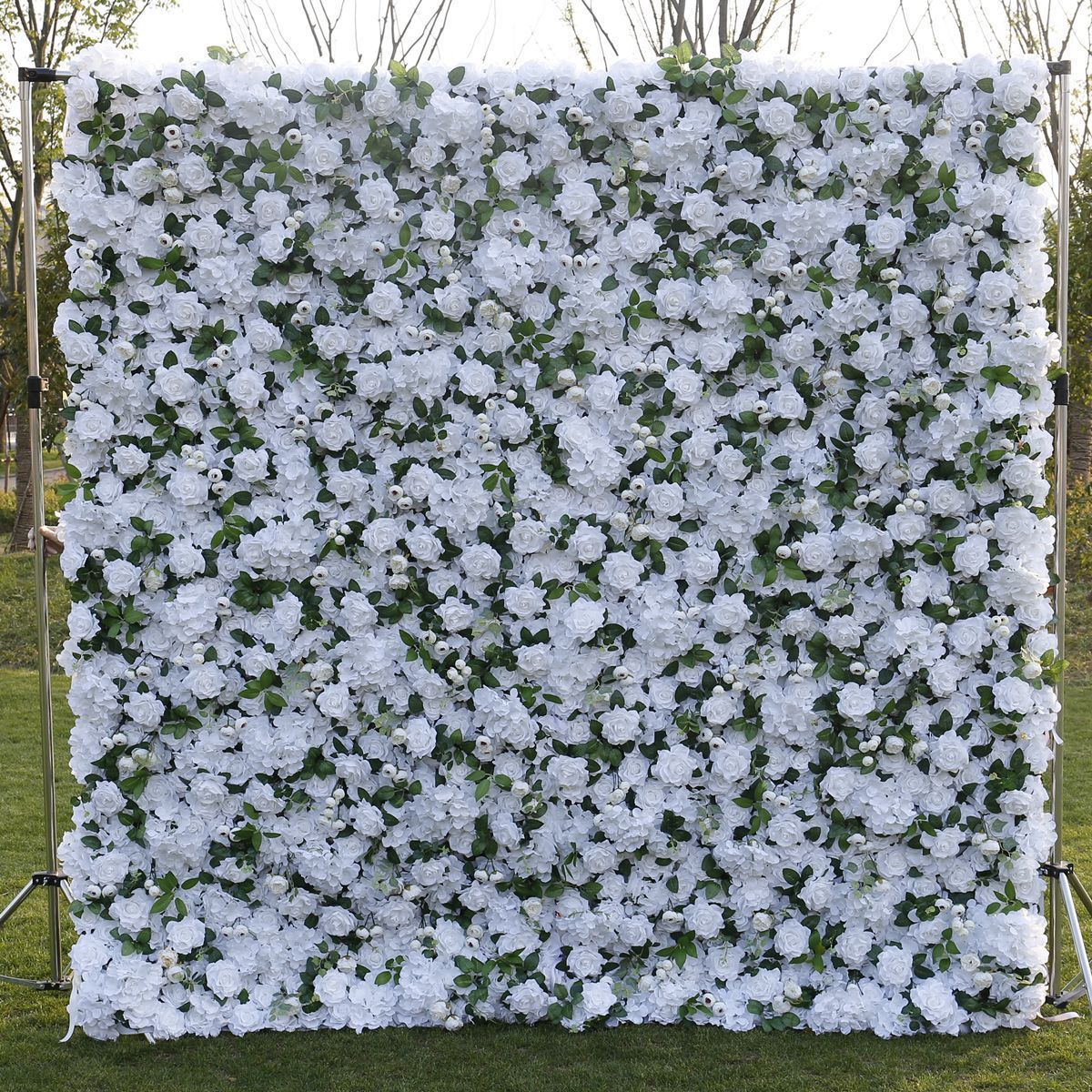 Custom 3D Roll Up  Flower Wall Backdrop White Flower Panel  For Wedding Decoration