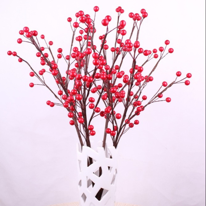 Artificial Berry Spray in Red ,Orange Floral Stems For Flower Arrangement Christmas