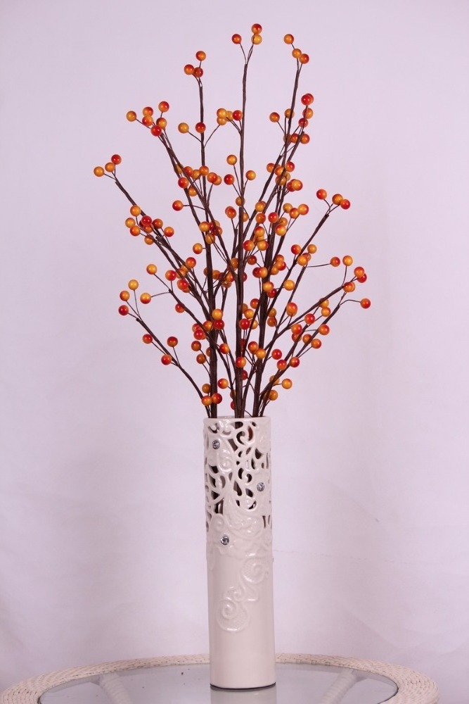 Artificial Berry Spray in Red ,Orange Floral Stems For Flower Arrangement Christmas