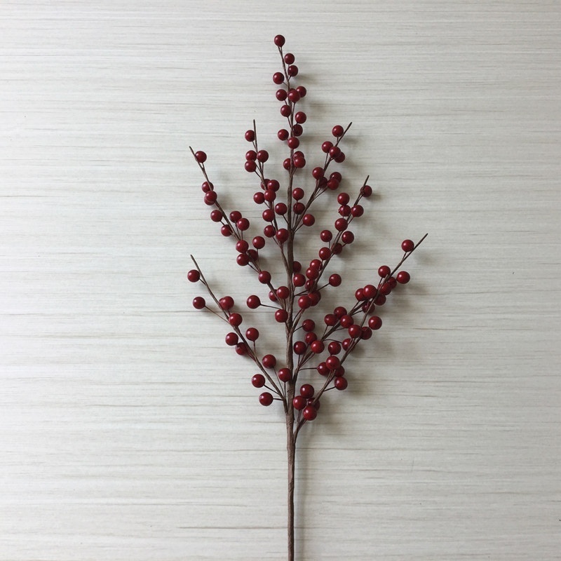 New design high quality realistic christmas artificial red berry fruit branch