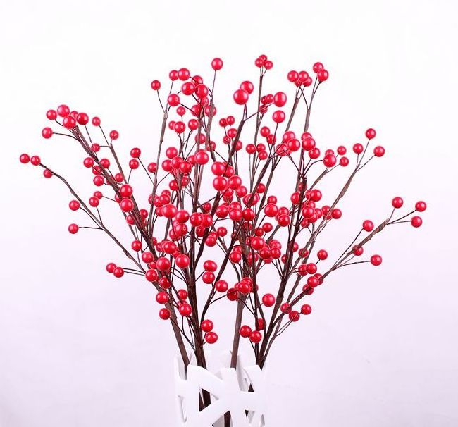 Artificial Berry Spray in Red ,Orange Floral Stems For Flower Arrangement Christmas