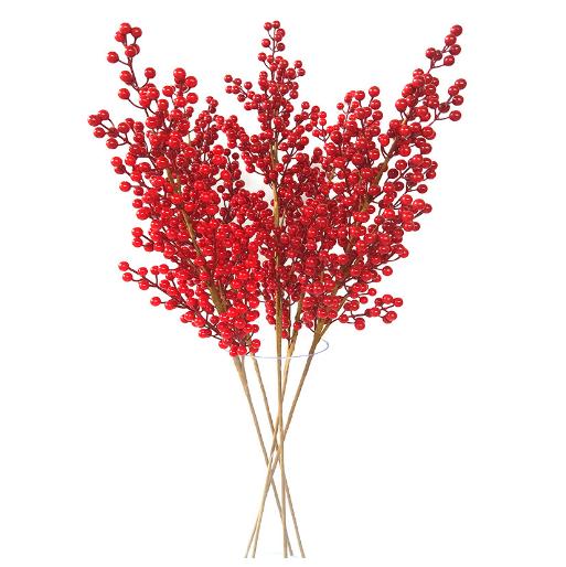 Hot sale Christmas artificial tree branch decorative foam red Berry Branch for home decoration