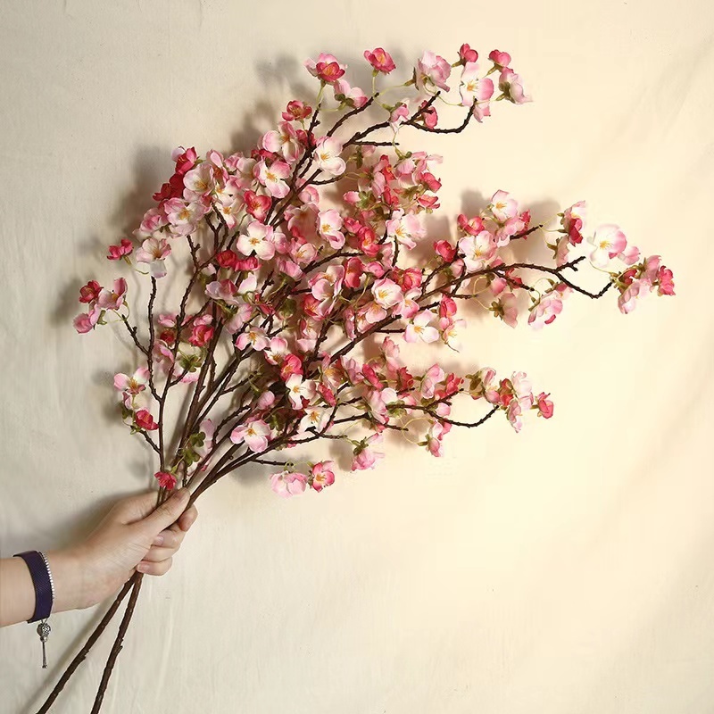 Wholesale Single Artificial Cherry Blossom Tree Branches Flowers For Home Wedding Decoration