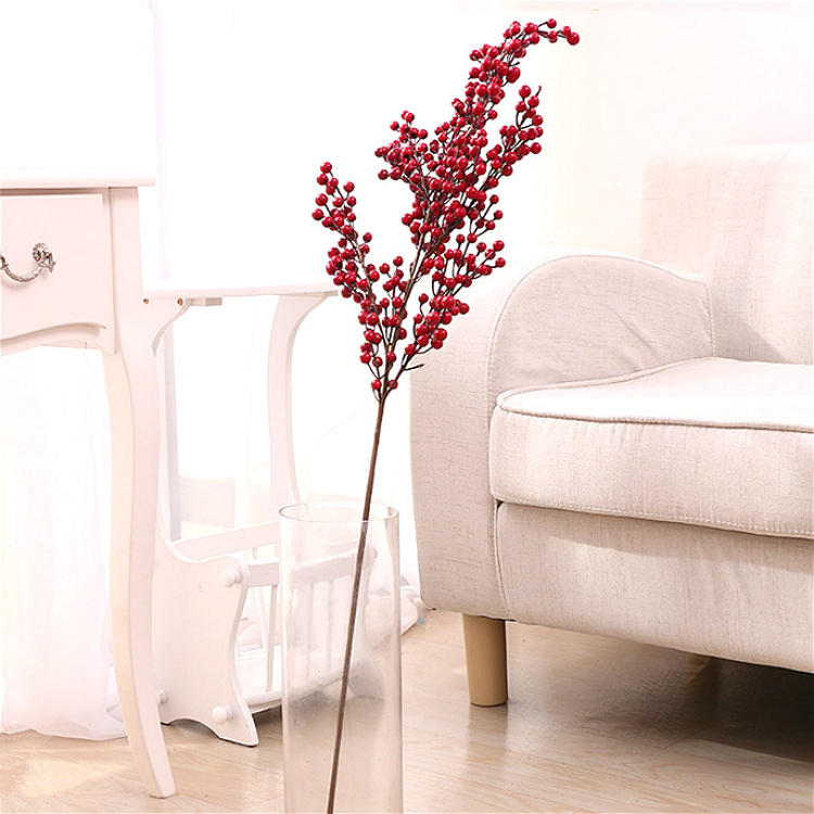 Hot sale Christmas artificial tree branch decorative foam red Berry Branch for home decoration