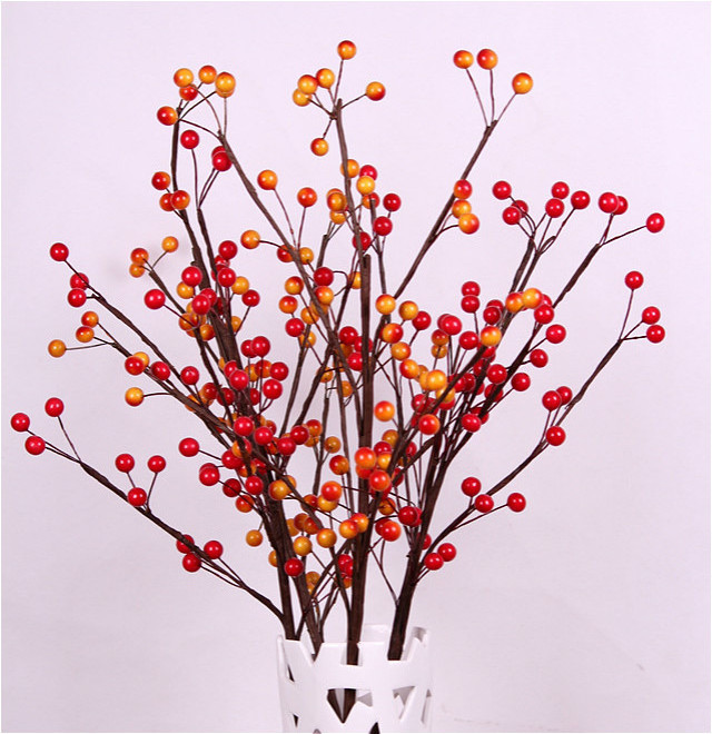 Artificial Berry Spray in Red ,Orange Floral Stems For Flower Arrangement Christmas