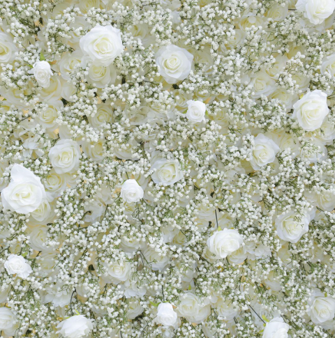 Custom Cloth Flower Wall Wedding Artificial Silk Rose Babys Breath Flower Wall Backdrop