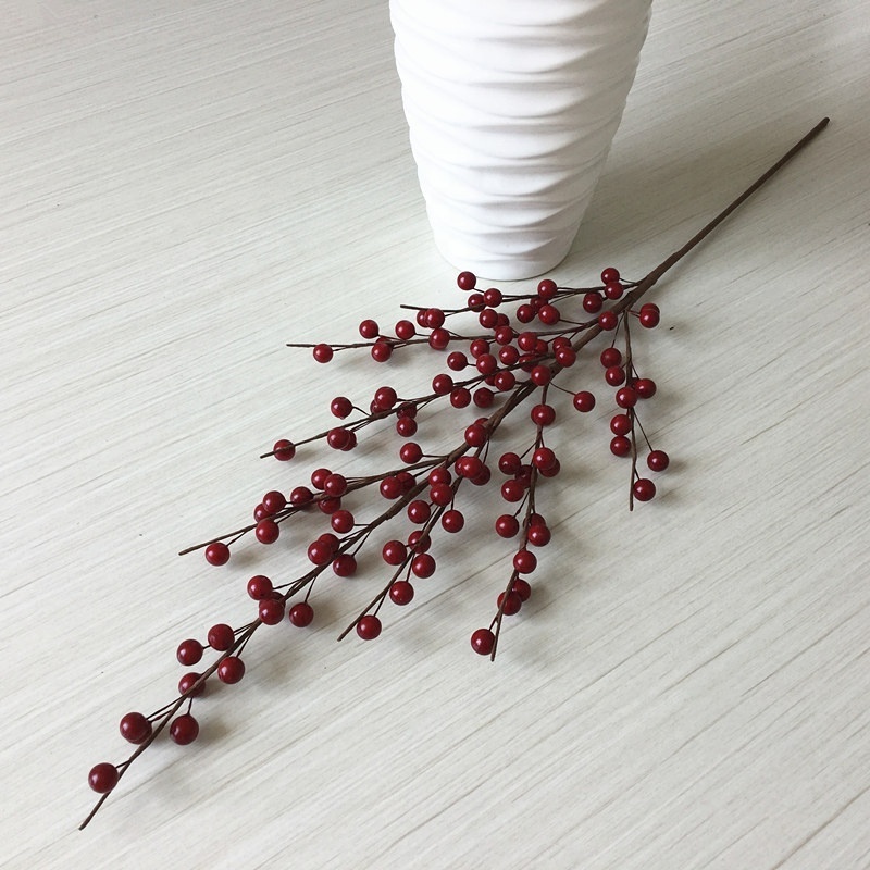 New design high quality realistic christmas artificial red berry fruit branch