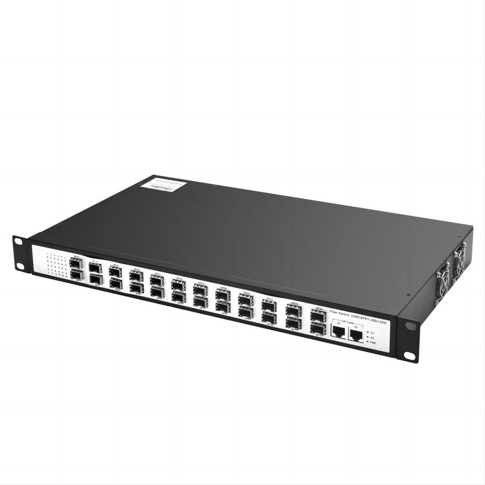 Factory OEM 1000M 24 Port Fiber Switch with 2 1000M RJ45 Port Gigabit SFP Switch for ISP IOT CCTV