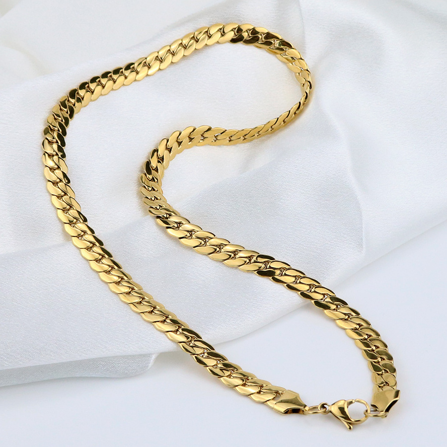 High polished Stainless Steel Tarnish Free Thick Herringbone Chain Chunky Wide Gold Plated Flat Snake Chain Choker Women