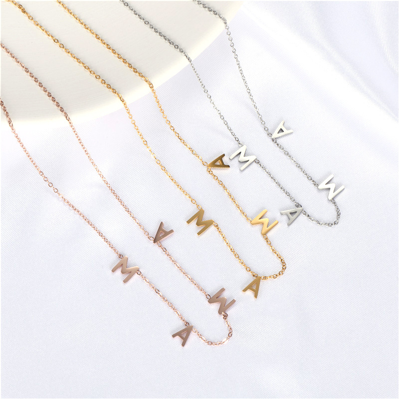 New Arrival MAMA Necklace 18K Gold Plated Jewelry Stainless Steel Letters Necklace For Mother's Day Gift