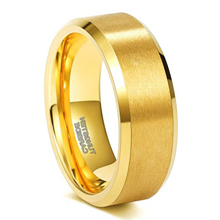 8mm Gold Color Brushed Couple Tungsten Rings Jewelry For Anniversary Engagement Band Wedding Band