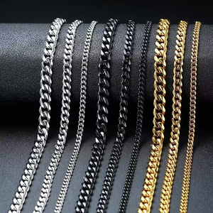 Factory Stock Waterproof Gold Plated Stainless Steel 7mm Cuban Necklace Men Matte Surface Miami Cuban Link Necklace