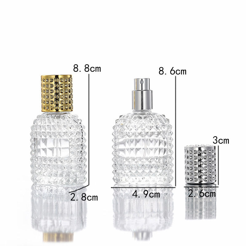 30ml Transparent Round Pineapple Perfume Bottle 50 100 ml with Atomizer Spray Glass Golden Cap Pump Cylinder Shape Empty Bottles