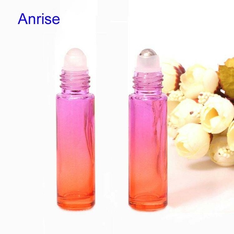 10ml Gradient Rainbow Colors Thick Glass Roll On Bottle with Stainless Steel Metal Roller Ball