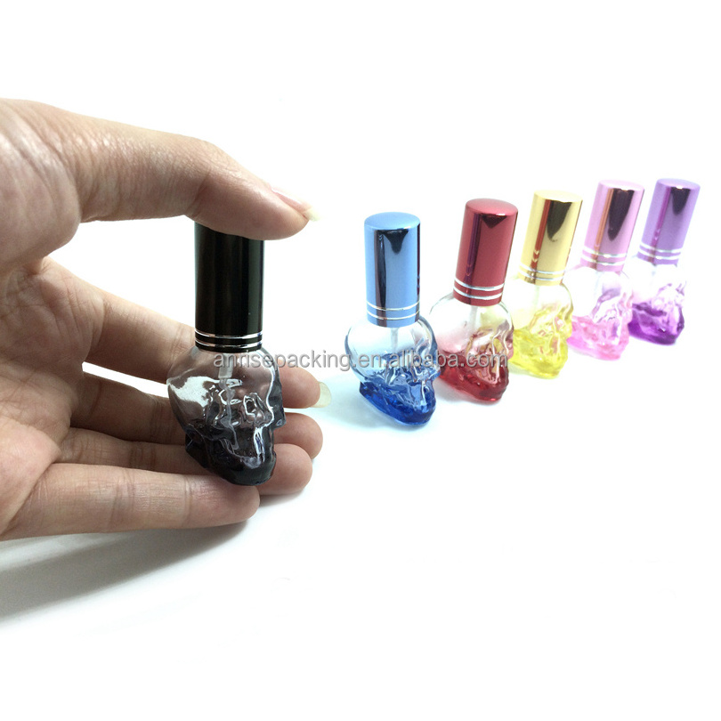 8ml Travel Size Skull Shape Perfume Glass Spray Bottle Empty Portable Perfume Diffuser Glass Spray Bottles