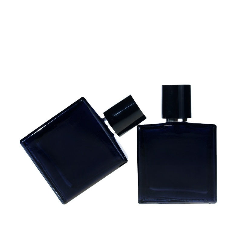 100ml 50ml  Flat Square Glass Perfume Bottle Glass Spray Bottle 30ml Ink Blue Dispensing Fine Cosmetics Spray Bottle