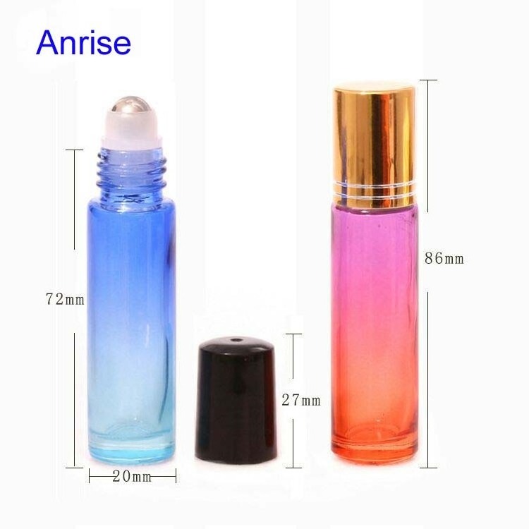 10ml Gradient Rainbow Colors Thick Glass Roll On Bottle with Stainless Steel Metal Roller Ball