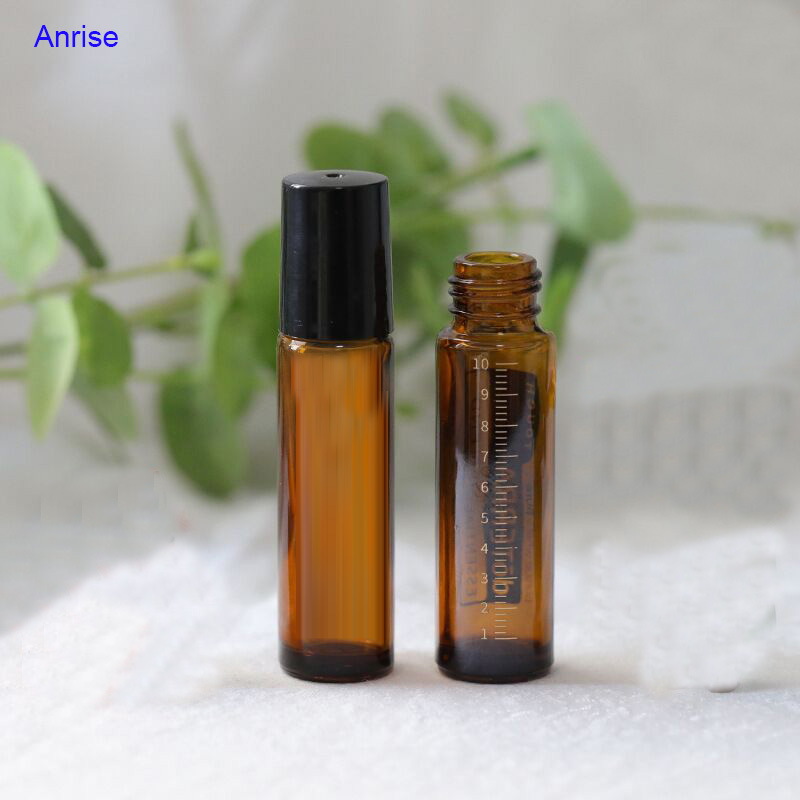 10ml Amber Glass Graduated Pump Spray Roller On Bottle Empty Brown Glass Eye Dropper Essential Oil Perfume Fluid Bottles