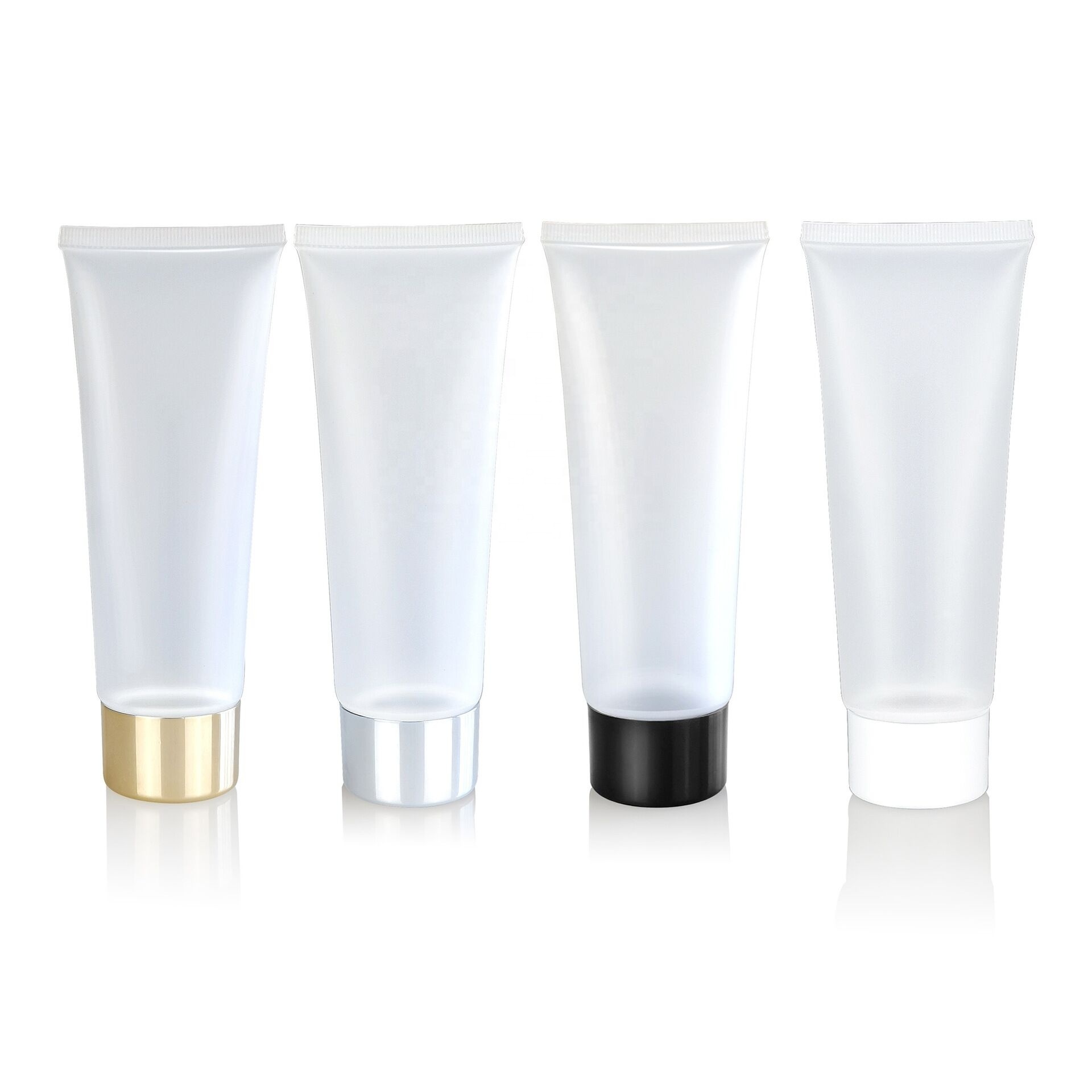 50ml 100ml 120ml 150ml Soft PVC Matte Plastic Skin Cream Tube Container Empty Refillable Gold Silver Plated Screw Cap Gel Tubes