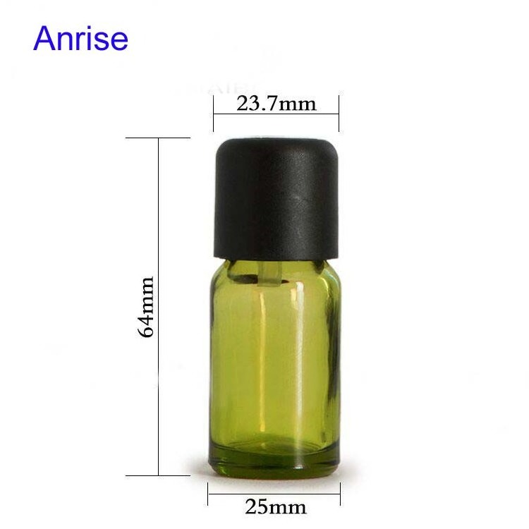 5ml 10ml 15ml 30ml 50ml Light Olive Green Glass Essential Oil Bottle Anointed Glass Bottle with Black Children-Proof Screw Cap