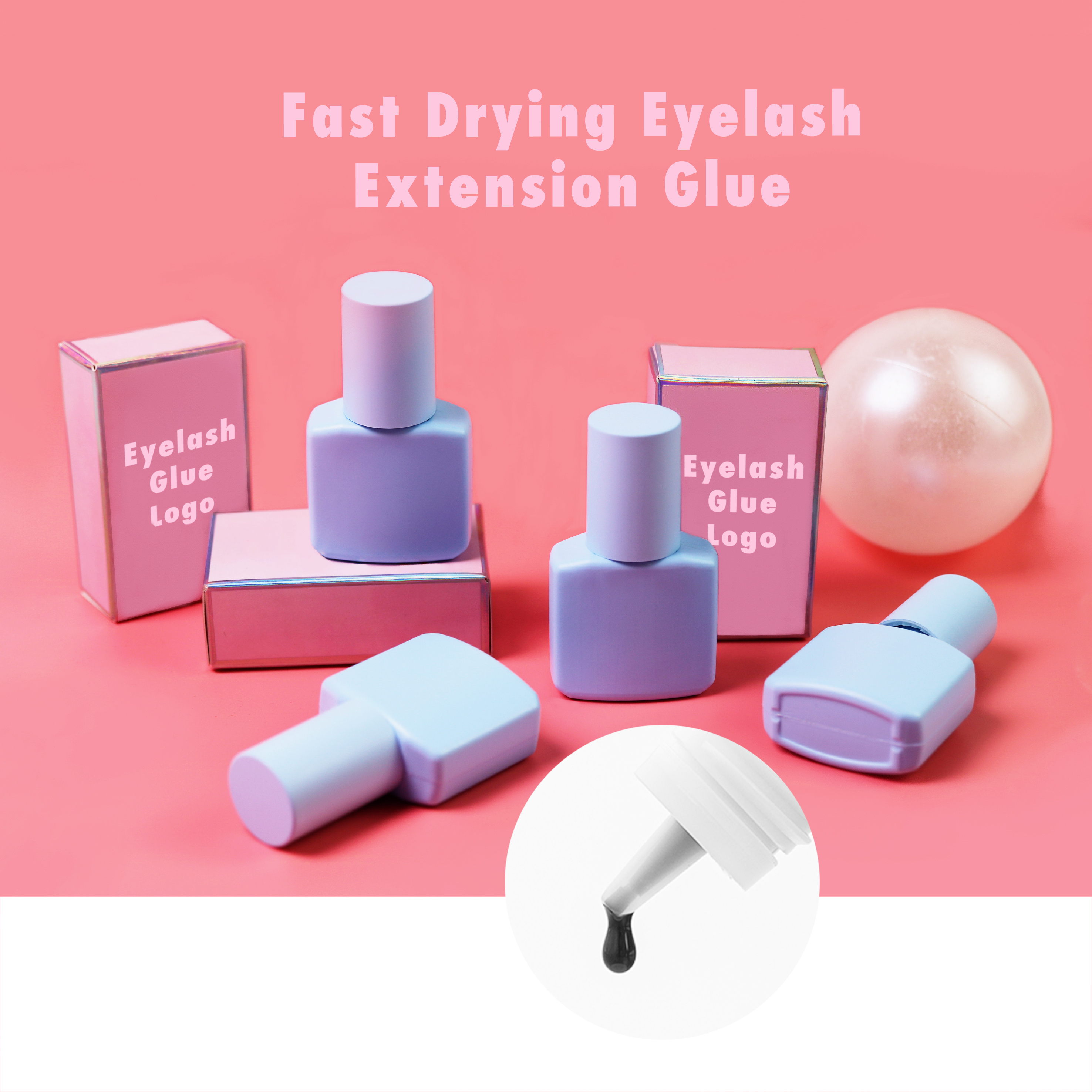 High Quality Custom Logo Lashes Glue Oil Resistant Waterproof 0.5 Sec Fast Drying Eyelash Extension Glue