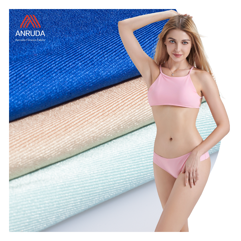 Customized Sustainable Quick-dry Rib 4 Way Stretch Knitted 22 Spandex 78 Nylon Fabric for Swimwear