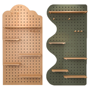 High quality household hook storage Pegboard Wall Shelves Wood Mounted Organizer