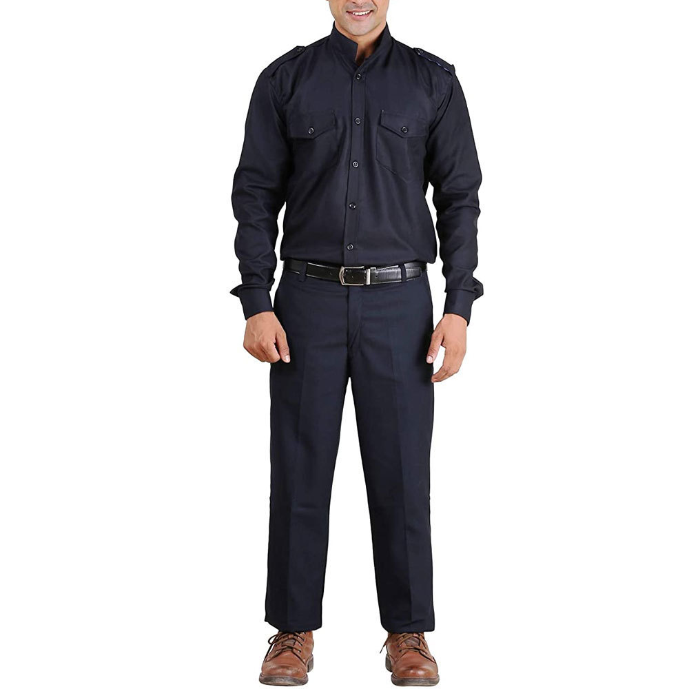 Black Security warden Suit Custom working men Uniform with shirt and pant safety long sleeves warden uniform