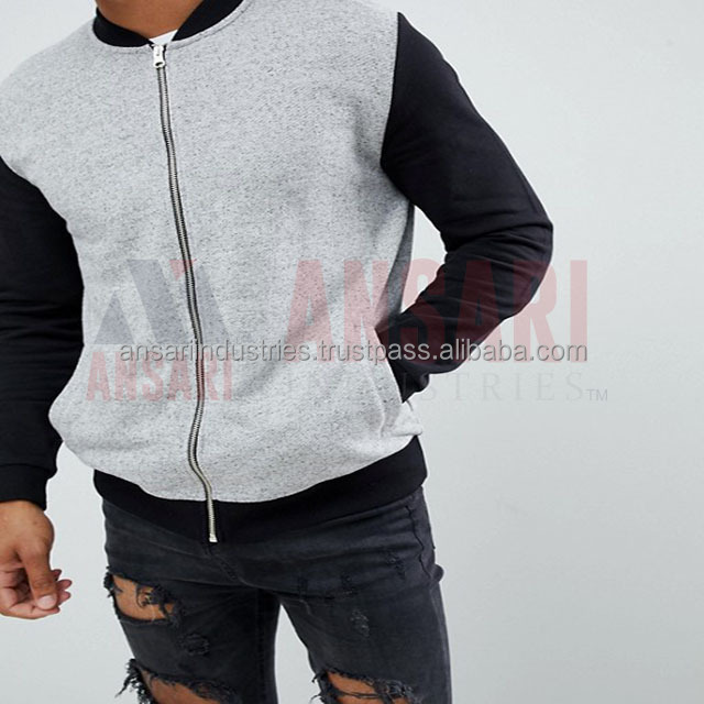 Men Sweatshirt cationic two tone fleece winter sweatshirt contrast long sleeve 80% Cotton 20% polyester blend breathable sweater