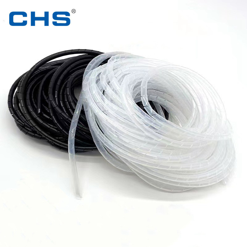 10mm Hot selling Spiral wrapping band white PE Spiral Wrap Sleeve for Cable Organizer flexible cable organizer hose