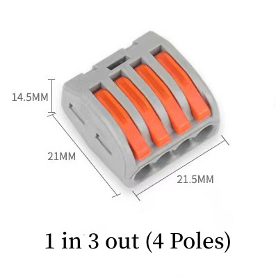 214 Compact Lever Nut Wire Conductor Fast Push-In Wire Connector 1 In 3 Out Quick Wire Connectors Electrical Connector