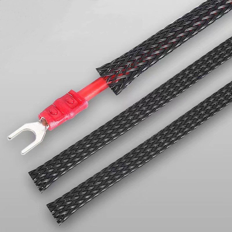 10mm Expandable braided sleeving Soft wear-resistant braided sleeve PET Self-extinguished braided cable sleeve