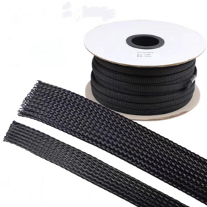 4~100mm Self-extinguished Cable protection PET-4/6/ 8/10mm Nylon black expandable sleeve pet braided cable sleeving