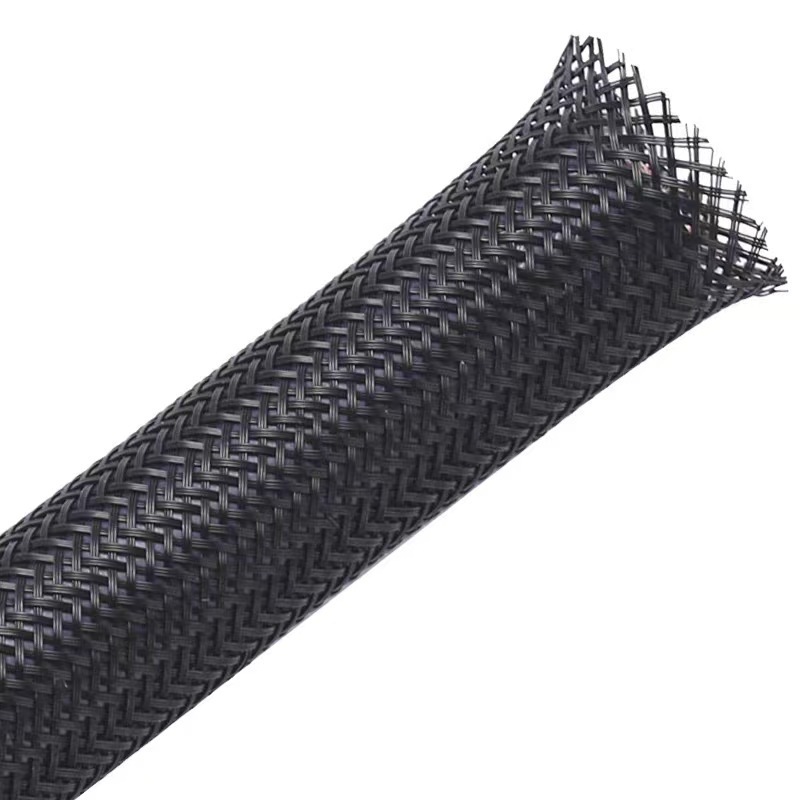 Flame Retardant PET-3mm Braided Sleeve Self-extinguished Expandable Cable Sleeving Spiral Wrapping 3 inch braided cable sleeve