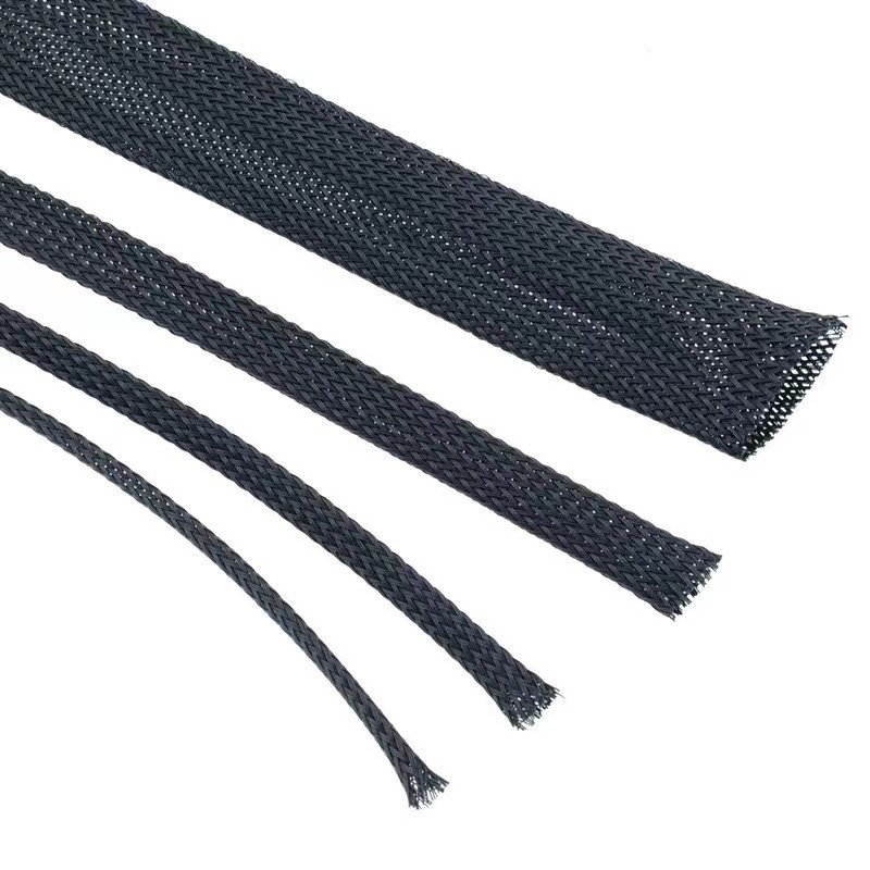 10mm Expandable braided sleeving Soft wear-resistant braided sleeve PET Self-extinguished braided cable sleeve