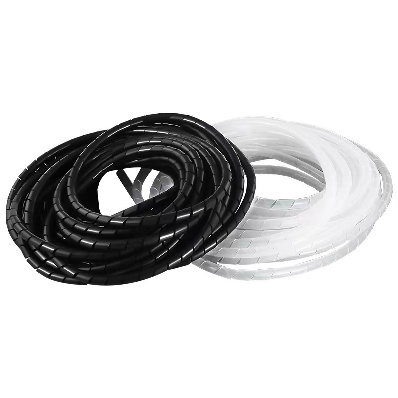 10mm Hot selling Spiral wrapping band white PE Spiral Wrap Sleeve for Cable Organizer flexible cable organizer hose