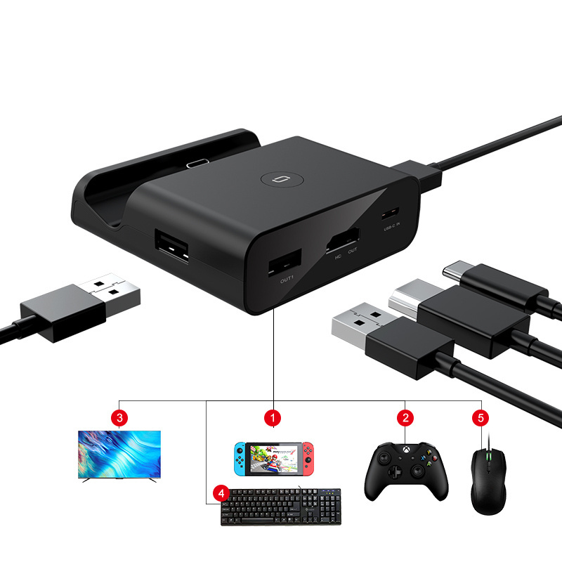 Charge and Play Portable TV Converter Charging Stand Docking Station Parts with 4K HD Display port for Nintendo Switch