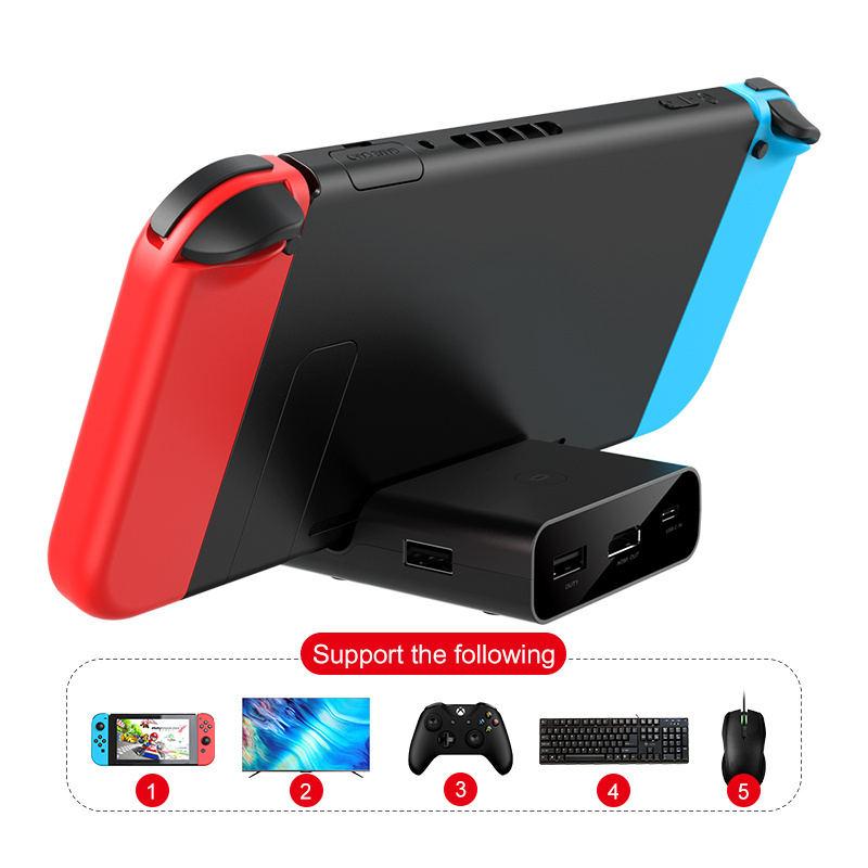 Charge and Play Portable TV Converter Charging Stand Docking Station Parts with 4K HD Display port for Nintendo Switch