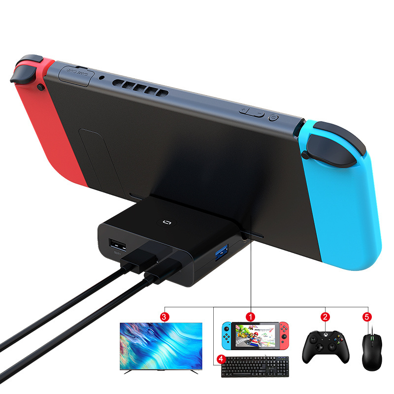 Charge and Play Portable TV Converter Charging Stand Docking Station Parts with 4K HD Display port for Nintendo Switch