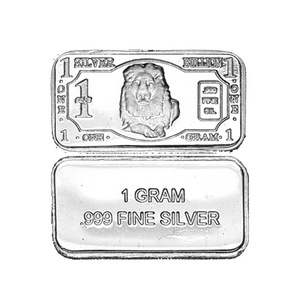 1 Gram Animal Lion Solid Pure .999 FINE Silver Bullion Bar for Sale