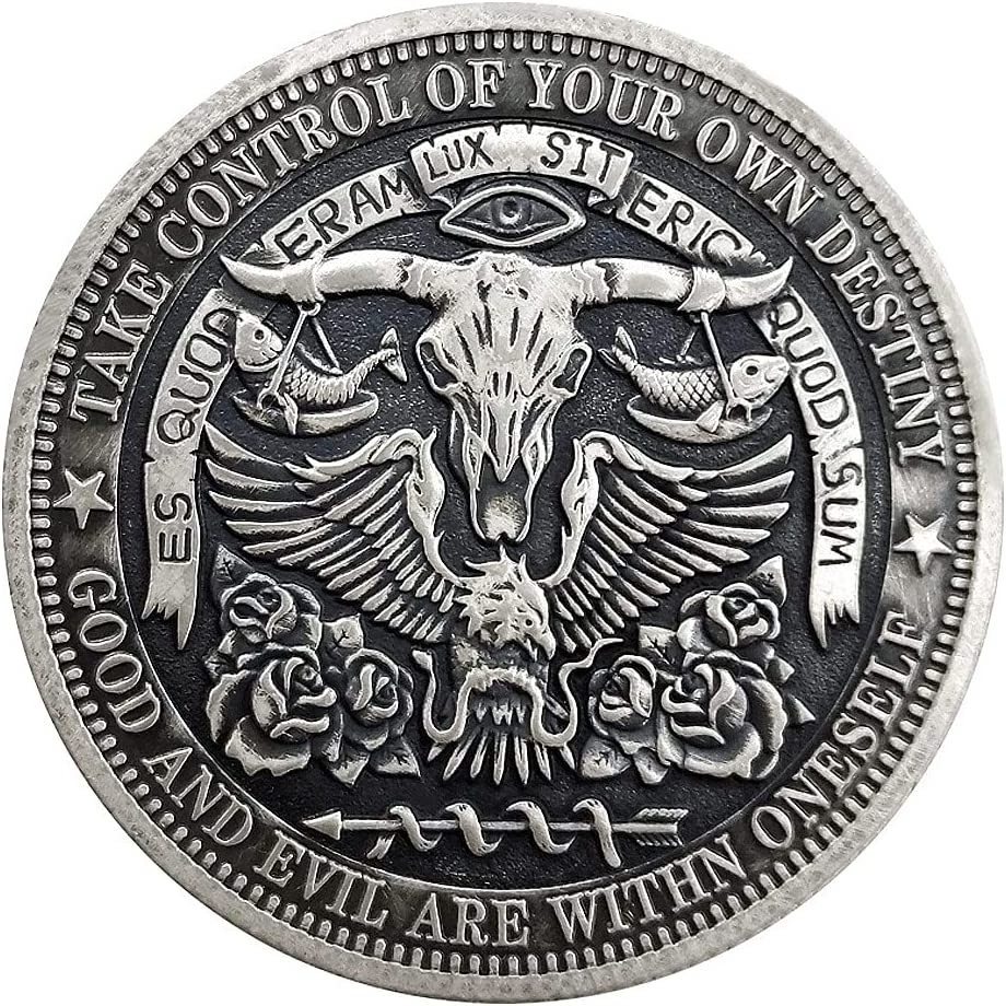 Hot Selling 2022 Egyptian Myth Azrael Anubis Werewolf Hobo Nickel Antique Silver Collection Challenge Coin Satan Series