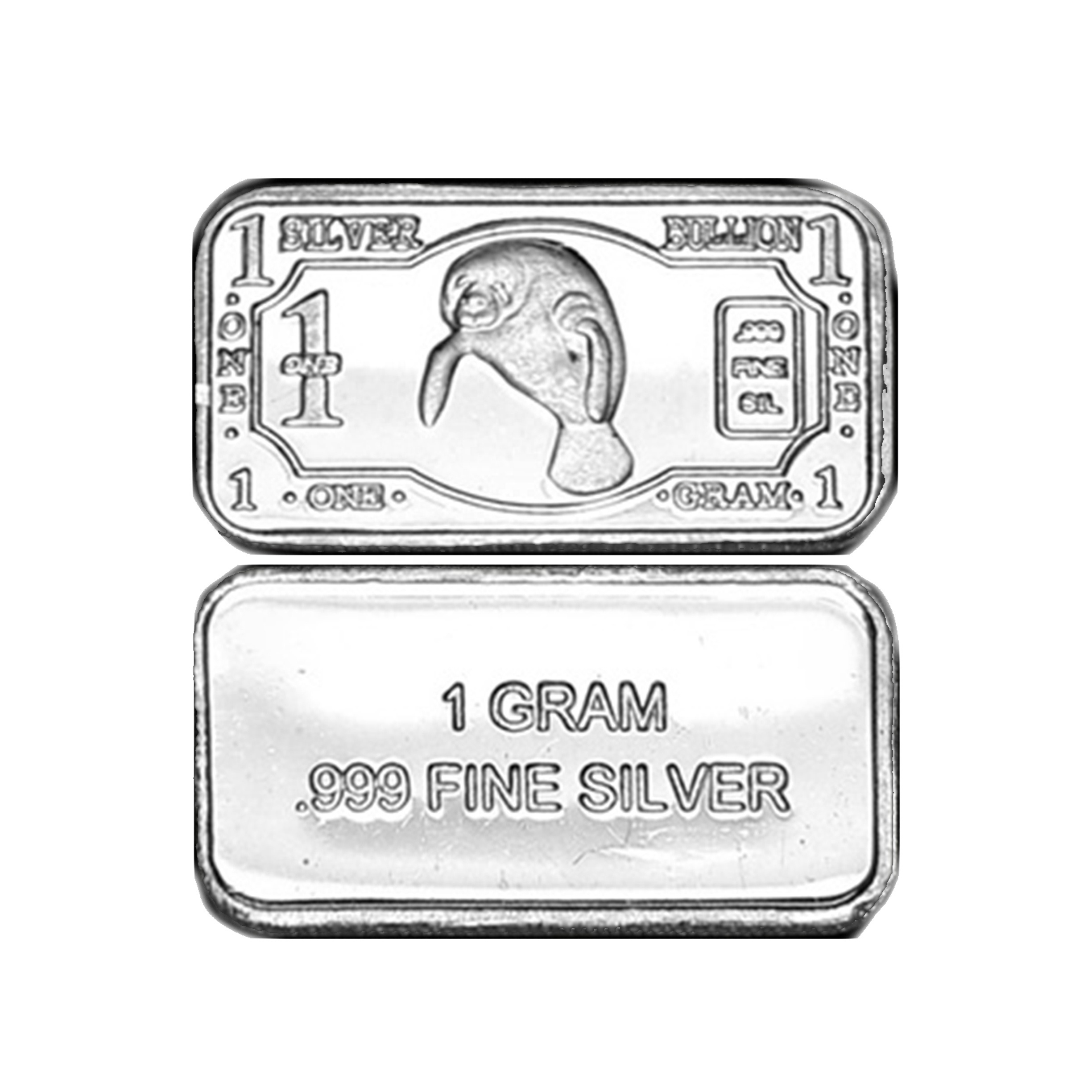 1 Gram Animal Solid Pure .999 FINE Silver Bullion Bar for Sale