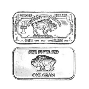 1 Gram Animal Buffalo Solid Pure .999 FINE Silver Bullion Bar for Sale